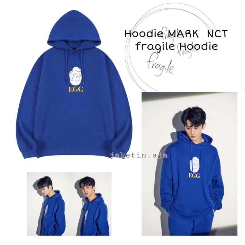 (S - 6XL) Hoodie MARK NCT Egg BIG SIZE OVERSIZE Sweatshirts KPop Idol Korean Style Fleece Slow4cid Blue Biru Benhur jaketin aja