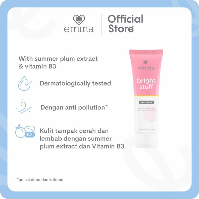 Emina Bright Stuff Face Wash 50ml &amp; 100ml | Pembersih Wajah