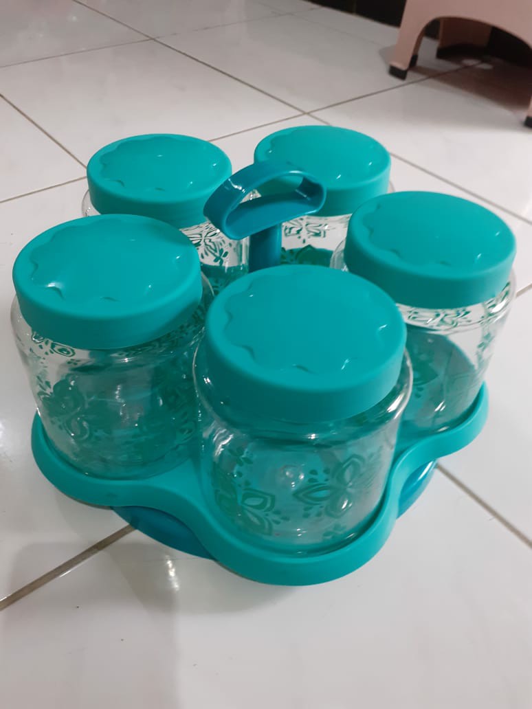 Toples Hanna Spin Toples Putar Cantik Wadah Simpan Kue Kering Isi 5 Toples