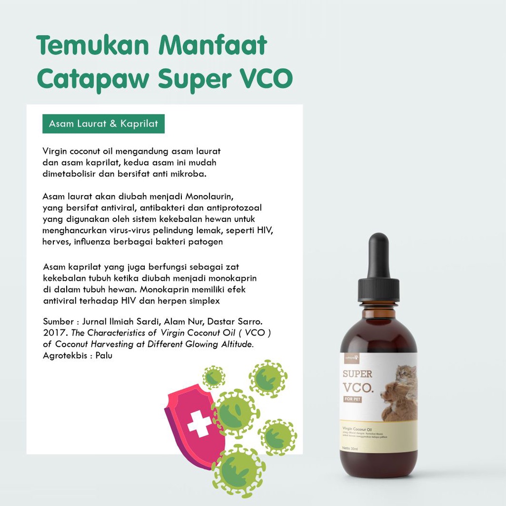 CATAPAW Virgin Coconut Oil Kucing Anjing / Vitamin Hewan Anti Jamur Scabies dan Bulu Halus / VCO Kucing Murni Minyak Kelapa 30ml