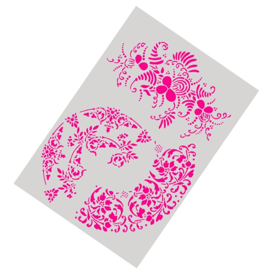 Plastic Stencil - Circle Flower Pattern (29,5x21,0cm)