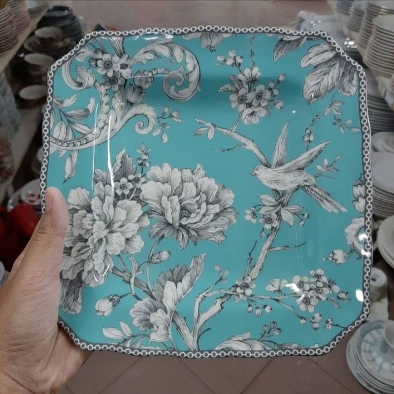 ADELAIDE SALAD PLATE PIRING KERAMIK KOTAK SANGO MOTIF JADUL VINTAGE KOLEKSI