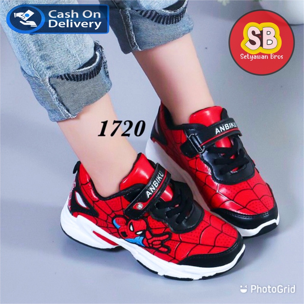 Sepatu Sneakers Anak Laki-laki Motif Jaring Laba-laba Spiderman Terbaru import cod