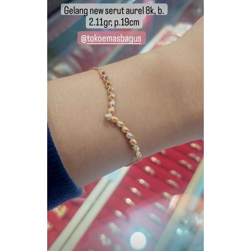 gelang rantai serut emas asli Aurel 8k/k375