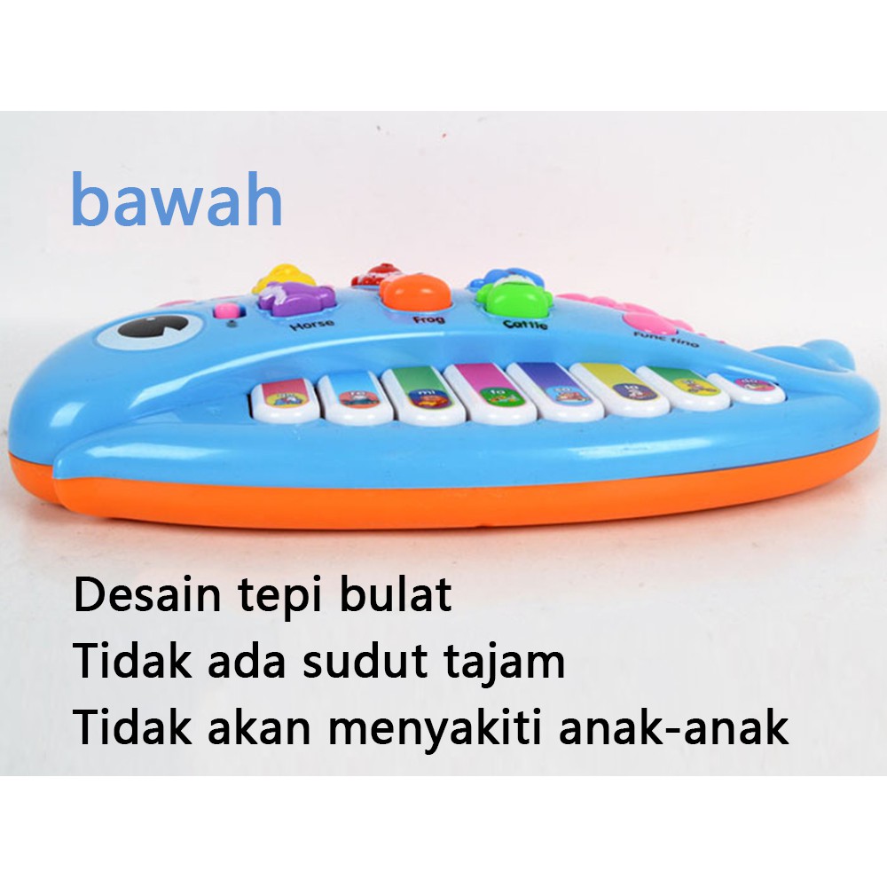 【Stok Baru】Mainan piano musik berbentuk kartun hewan dengan 16 not dan dapat bersinar