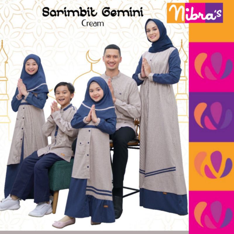 SARIMBIT NIBRAS 2021/ GEMINI CREAM NIBRAS /BAJUSERAGAM LEBARAN KELUARGA /BAJU MUSLIM COUPLE KELUARGA