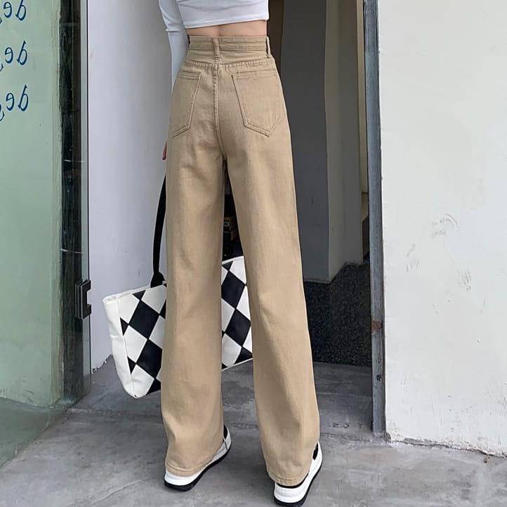 (LANGSUNG KIRIM) Highwaist Kulot Jeans wanita Loose Mocca