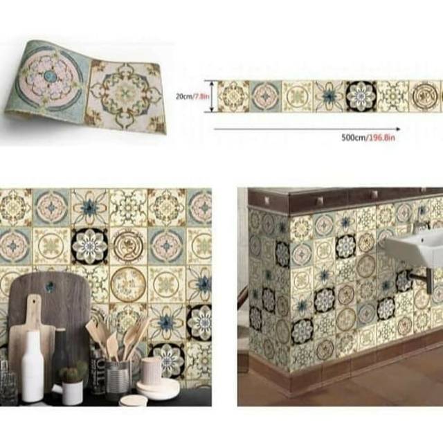 Wallpaper/sticker lantai motif tegel klasik A