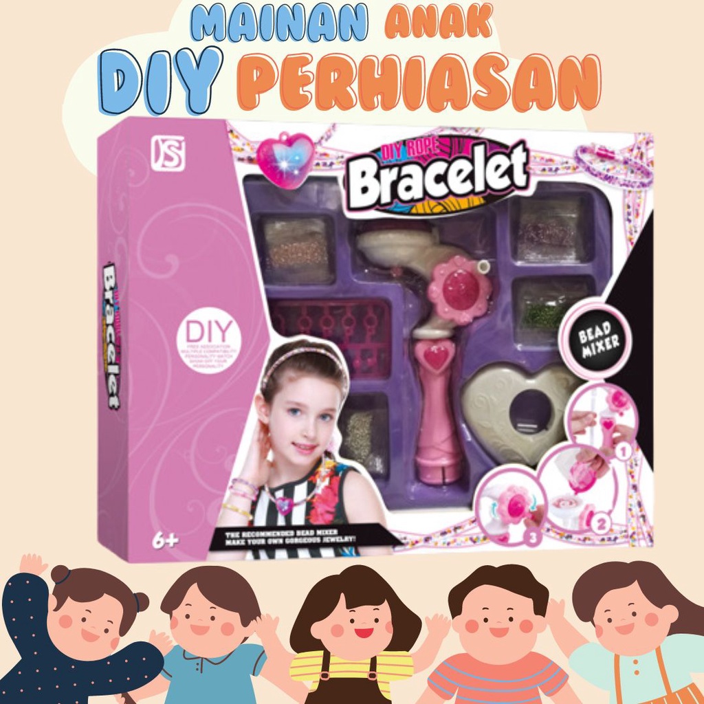 Mainan DIY Perhiasan Anak Perhiasan Jewelry Bracelet Knitter Mainan Membuat Gelang Kalung Hiasan Rambut