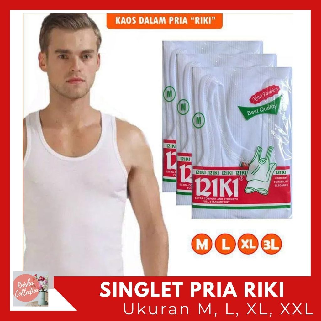 RC Singlet Pria Dewasa INDEED/RIKI Atasan Kaos Dalam Pria Ukuran M L XL XXL Polos Hitam dan Putih