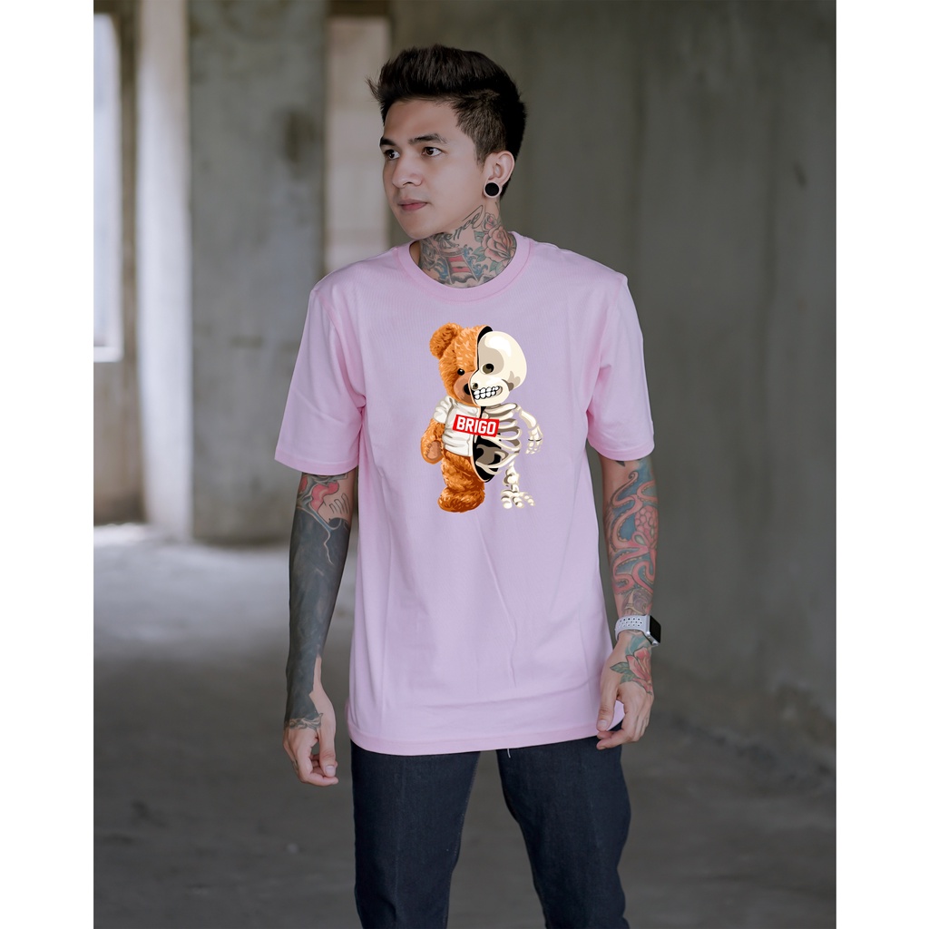 Kaos Distro BRIGO Beruang Two Face || BRIGO Kaos Lengan Pendek Bear Two Face || Kaos Katun Combed M-XL ( Pria &amp; Wanita )