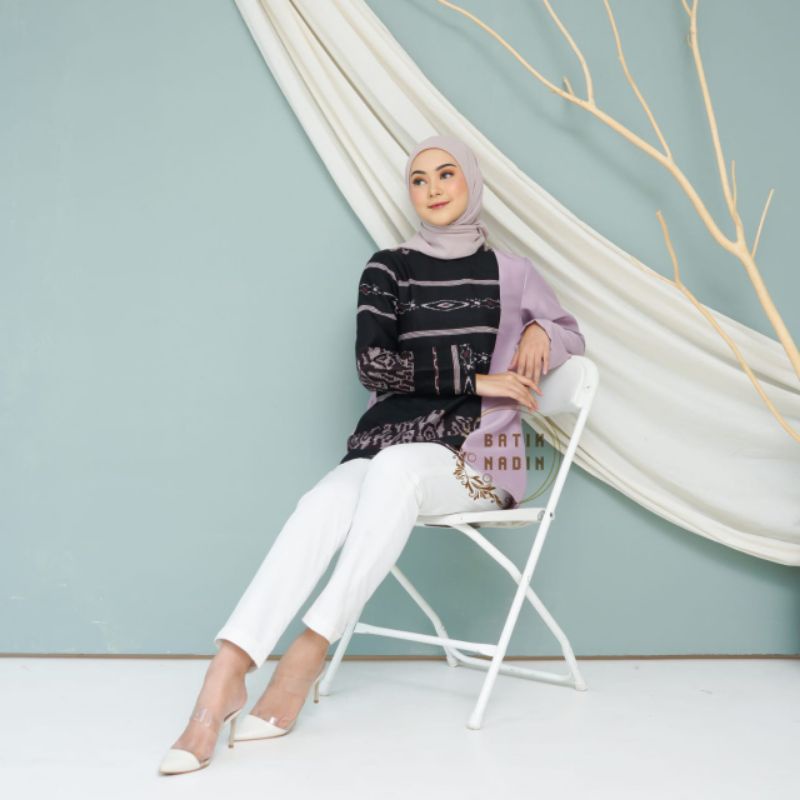 tey-17 Batik wanita ASJ SA HRB026 Kenongo Kemeja Tosca Pendek-Fallia blouse