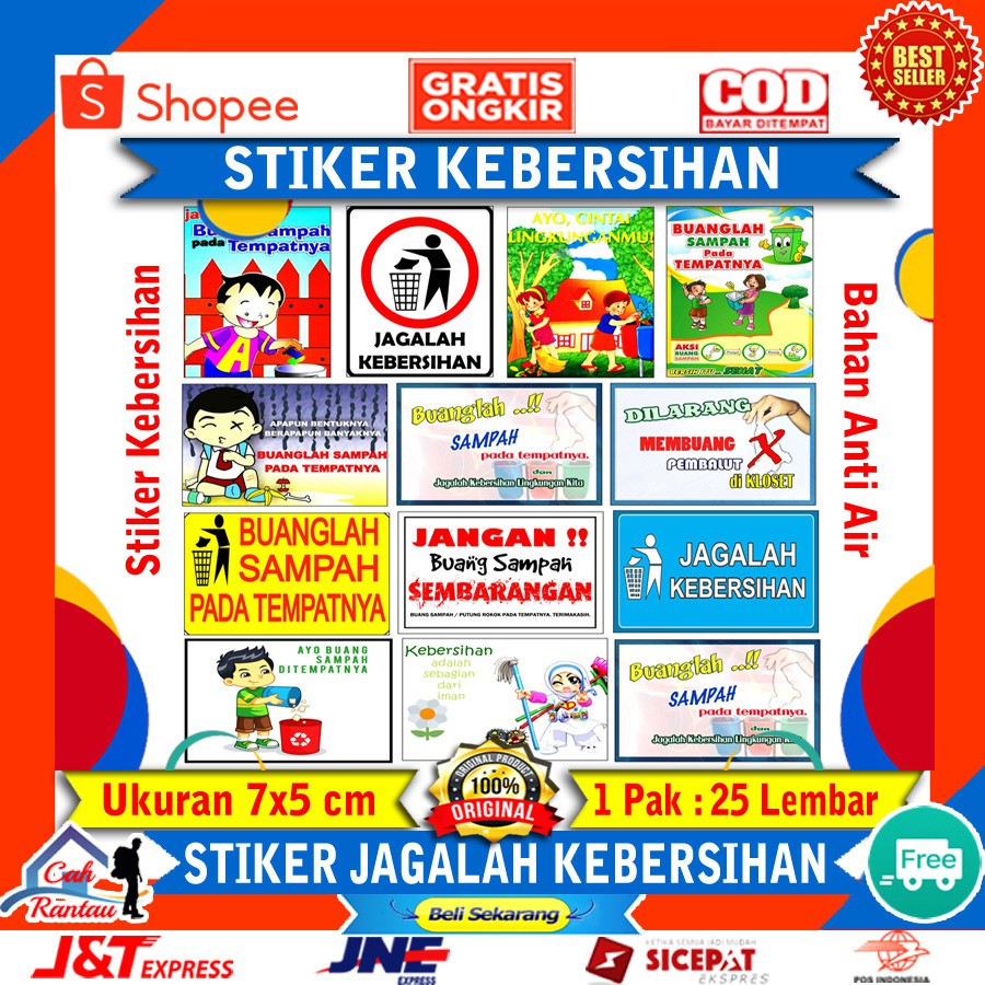 Stiker Jagalah Kebersihan Tempelan Dekorasi Hiasan Tempel Dinding Buanglah Sampah Pada Tempatnya