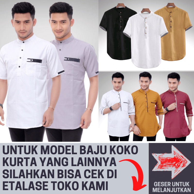 Baju Koko Kurta Dewasa Lengan Pendek Material Catton Adem Serap Keringat-2