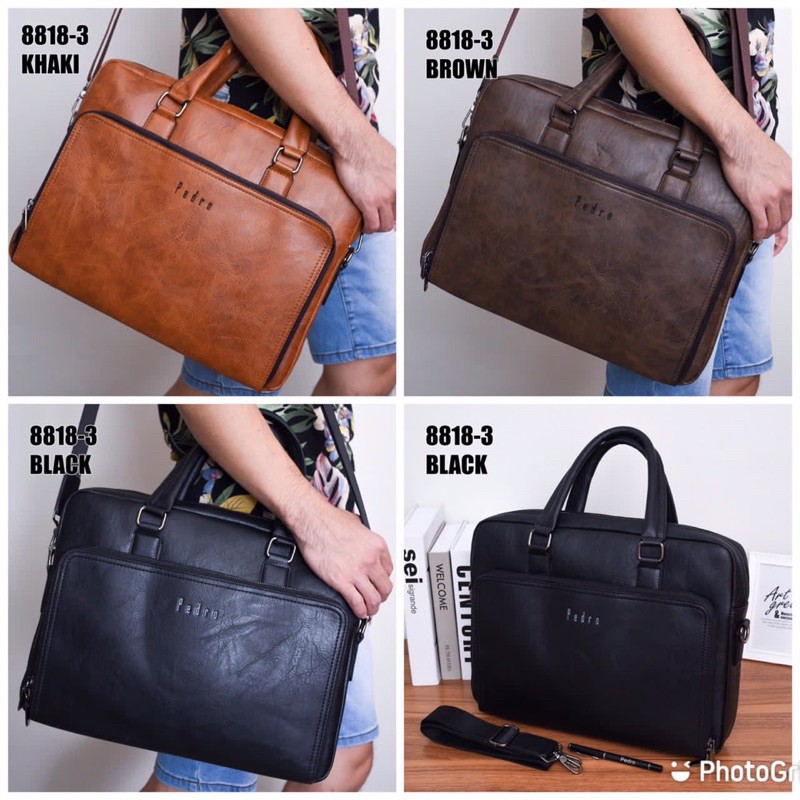 Tas kerja laptop pedro 8818-3 free pena pedro Tas pria dan wanita selempang murah import