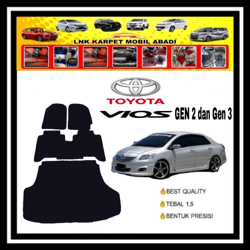 KARPET MOBIL MIE VIOS GEN 2 DAN 3 BAHAN 1 WARNA