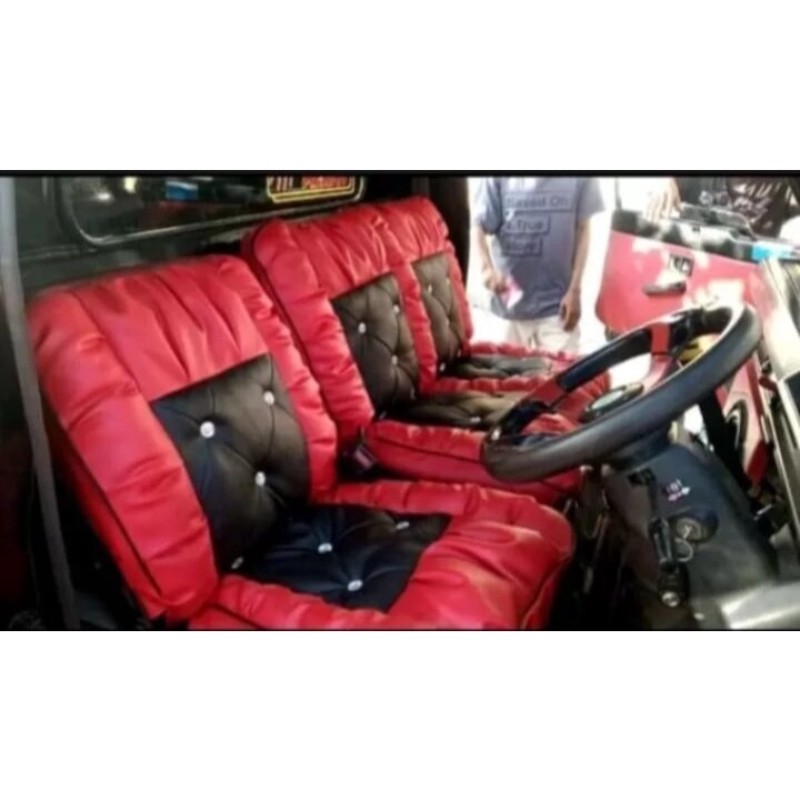 sarung jok plafon dan kabin bonus stir dan pilar mobil L300 sofa kancing Cover Jok Mobil / Bungkus J