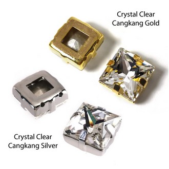 Crystal Austria Kotak 12mm - Clear Gold Kristal Payet Cangkang