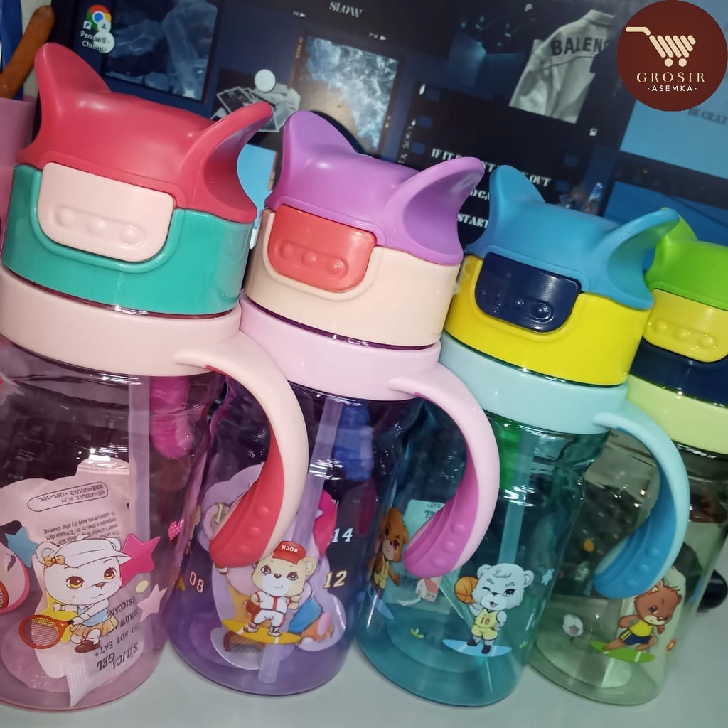 Botol Minum Anak 420ML - Botol Minum Anak Plastik With Sedotan - 2588