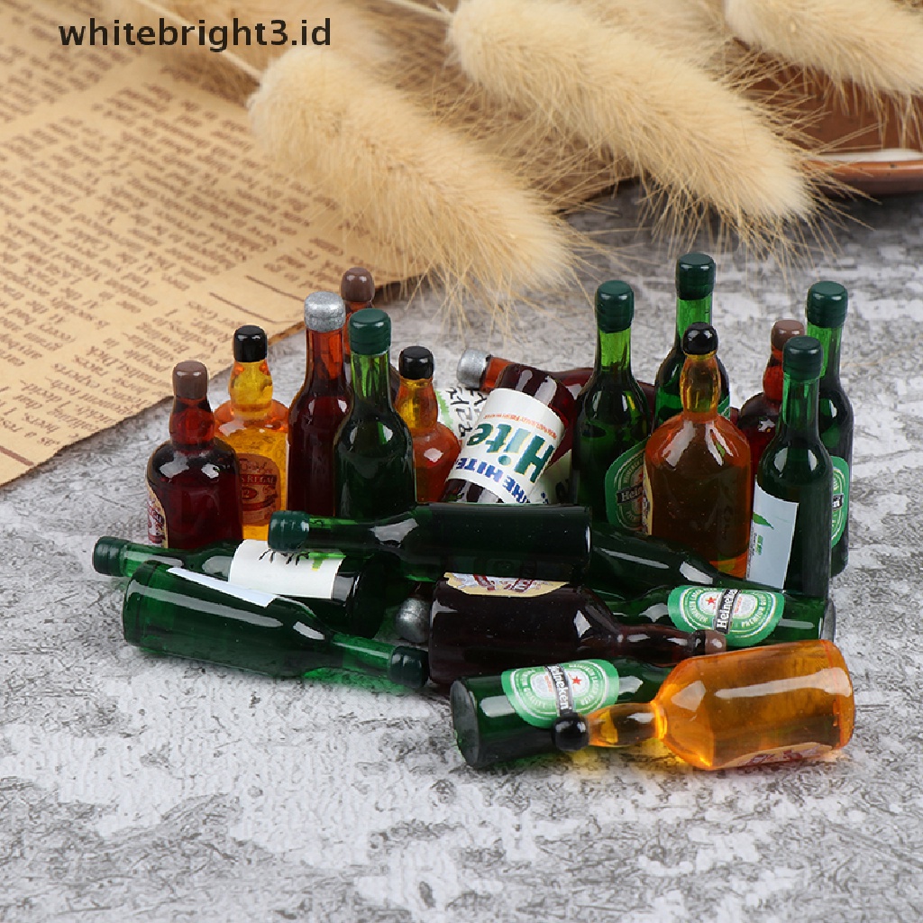 (whitebright3.id) 8pcs Miniatur Botol Wine Skala 1: 12 Untuk Dekorasi Rumah Boneka