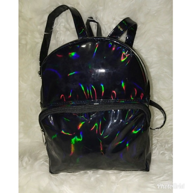 New Backpack Hologram Timbul HOLLY - Tas Ransel Wanita Ukuran Mungil Pantulan Wanta Cahaya