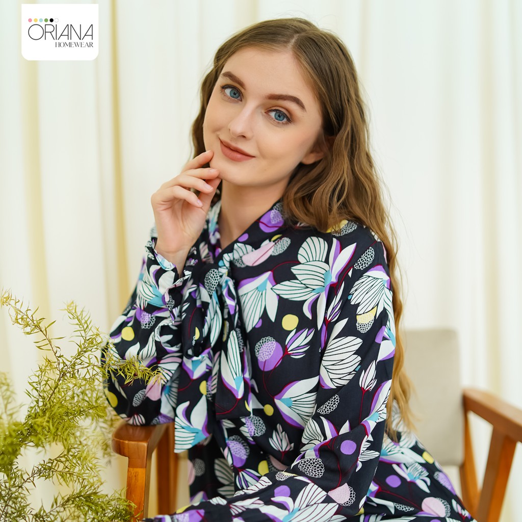 Longdress Daster Homewear Oriana Safira Black