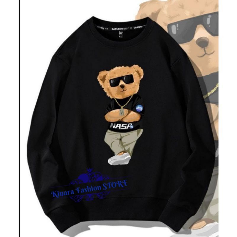 Sweater Switer Crewneck Pakaian Pria Wanita Sablon NASA Tedybear
