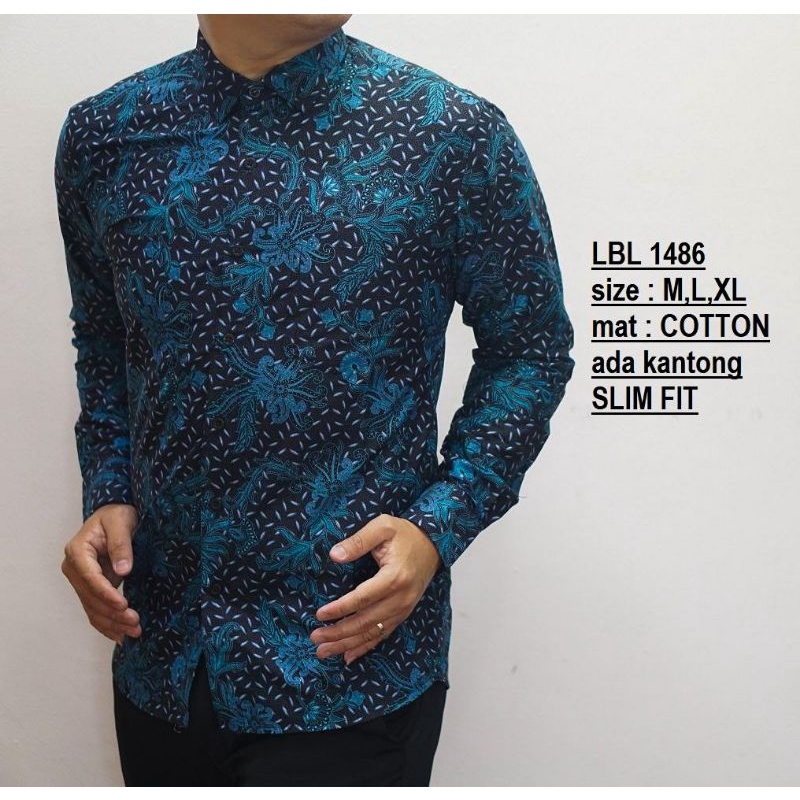 BATIK WARNA PUTIH MOTIF MODERN POLA SLIMFIT