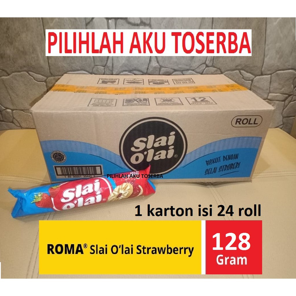 Biskuit Slai O'lai Strawberry Roll / Slai Olai Stroberi Roll 128 gr - ( HARGA 1 KARTON ISI 24 ROLL )