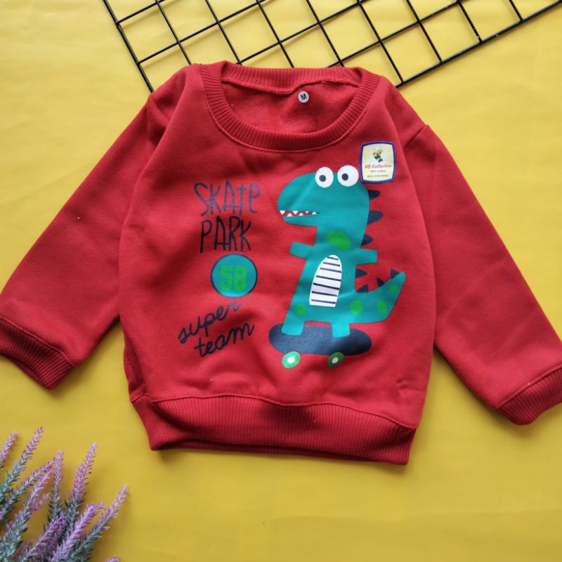 sweater mantel bayi motif dino 1-2 thn