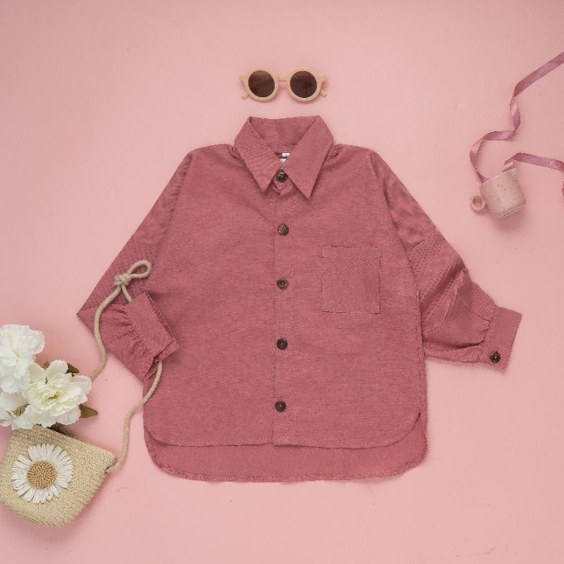 Kemeja Oversize Anak 2-6 Tahun Bahan LINEN ASLI Kemeja Anak Perempuan Kekinian Kemeja Anak Cewe Viral | KEMEJA OVERSIZE LINEN SIZE KIDS