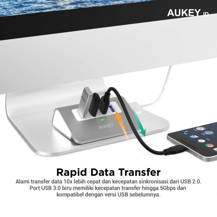 USB HUB 4 Port Aukey CB-H5 USB HUB 3.0 Aluminium