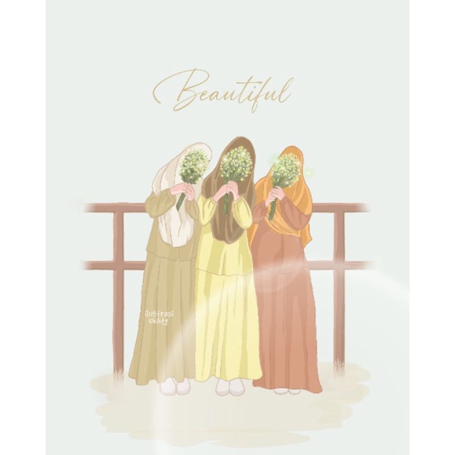 Ilustrasi wajah syari/faceless art/kado aesthetik/full body