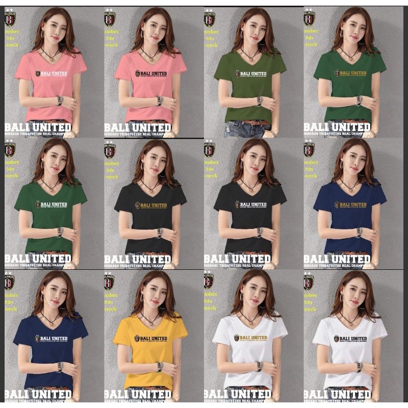 KAOS BAJU T-SHIRT wanita v-neck BALI UNITED SERDADU TRIDATU | THE REAL CHAMPIONS | kaos premium grad