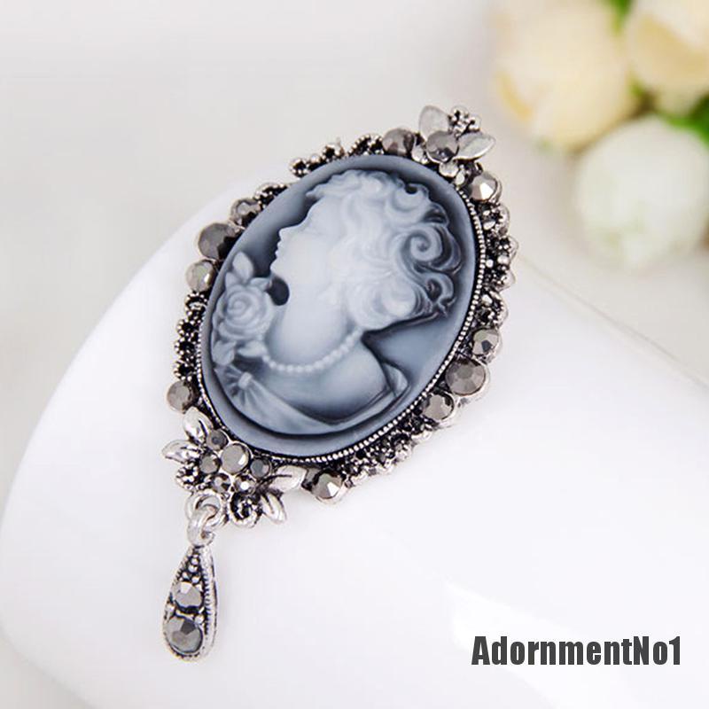 (Adornmentno1) Bros / Pin Gaya Victoria Motif Cameo Aksen Kristal Untuk Perhiasan Wanita / Pesta Pernikahan