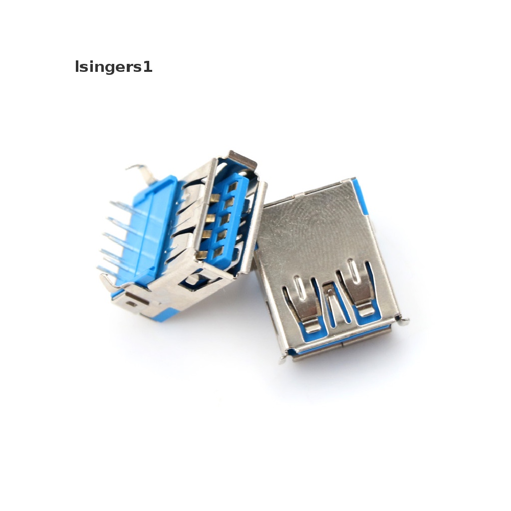 (lsingers1) 5pcs Konektor Soket DIP PCB USB 3.0 Tipe A Female Sudut Kanan 9Pin