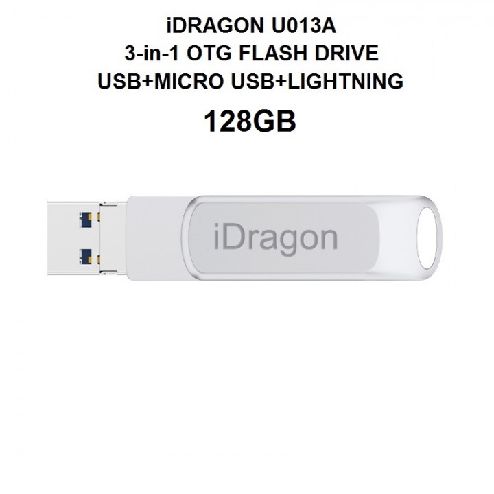 110 iDRAGON U013A - 3-in-1 Mini USB OTG Flashdrive 128GB Capacity