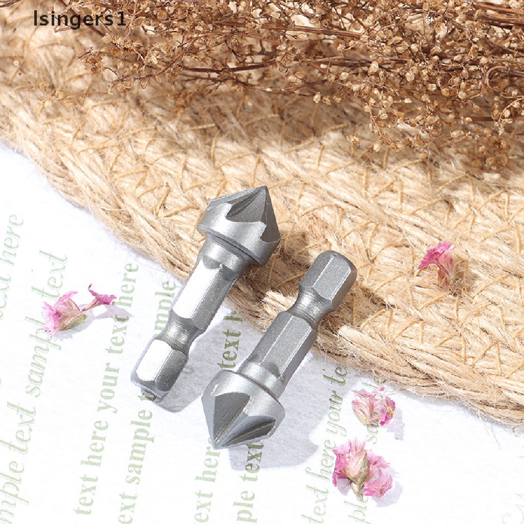 (lsingers1) Mata Bor 6 Flute Countersink Chamfer Gagang hexagon Untuk Pengerjaan Kayu