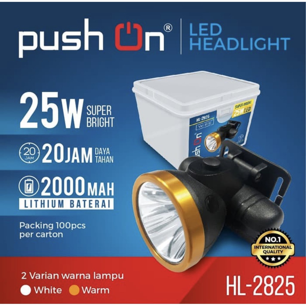 25WATT SENTER KEPALA PUSH ON TERANG PUTIH DAN KUNING SENTER KEPALA SUPER TERANG