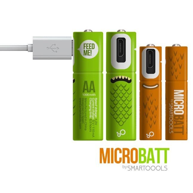 MICROBATT Baterai Cas AA Micro USB 1000mAh 2 PCS - Green