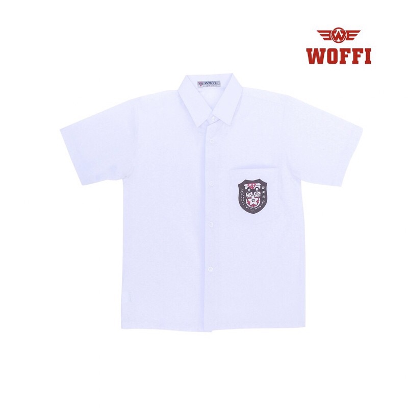 Seragam SD Woffi Kemeja Badge Special Edition Putih / SERAGAM SEKOLAH WOFFI LENGAN PENDEK BAHAN KATUN HALUS