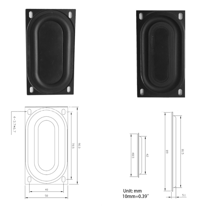 Cre 2pcs Plat Vibrasi Bass Speaker Pasif Radiator Auxiliary Bahan Karet Ukuran 50x90mm