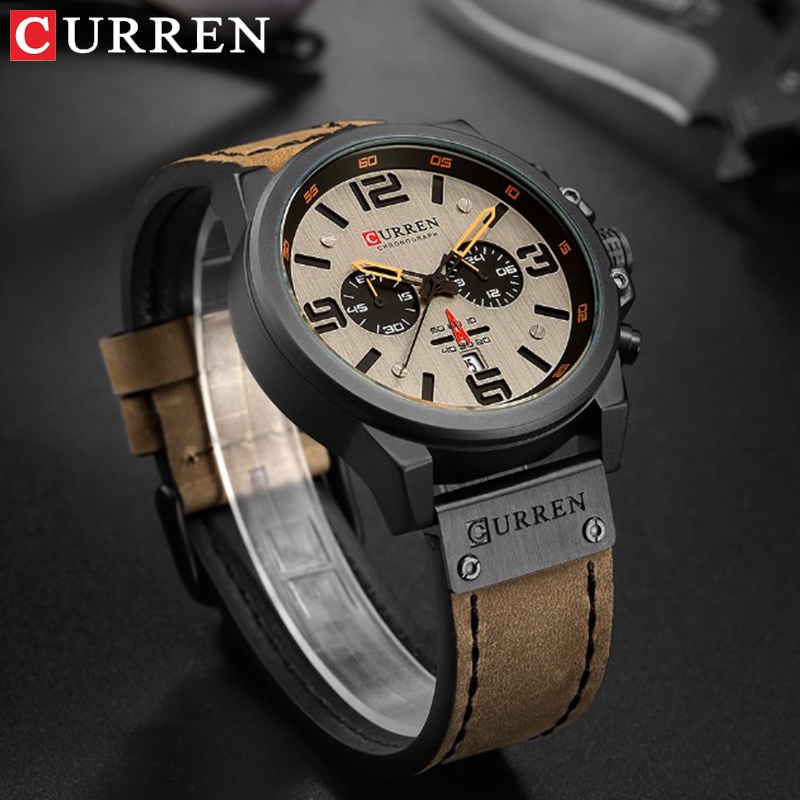 Top Brand Luxury CURREN 8314 Fashion Leather Strap Quartz Pria Jam Tangan Kasual Tanggal Bisnis Pria Jam Tangan Jam