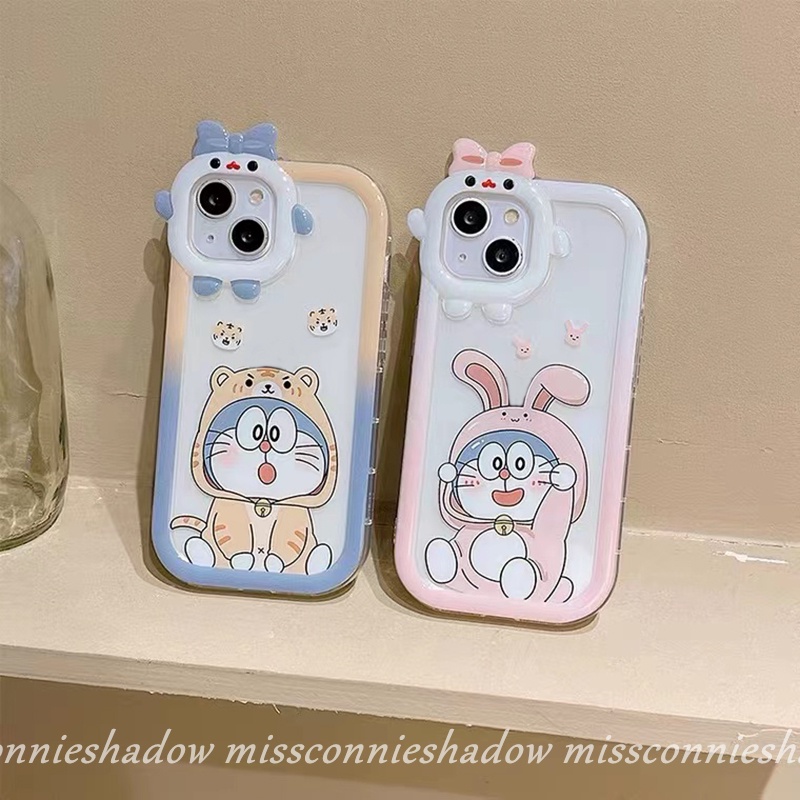 Casing Doraemon Lucu Gradasi VIVO Y35 Y02s Y22s Y22 Y16 Y12 Y21 Y12i Y15s Y75 Y55 V23E Y21s Y15A Y21T Y33T Y20 Y20s G Y11 V25E V23 T1 Y15 Y33s Y21A Bow-knot Monster Lens Soft Case