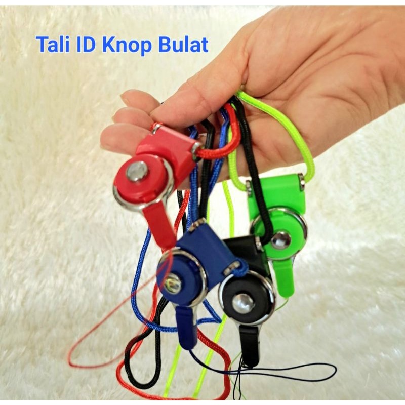 

(2bh)Tali ID Card Knop Bulat BIG 64cm/32cm Biru/Htm/Merah/Hijau