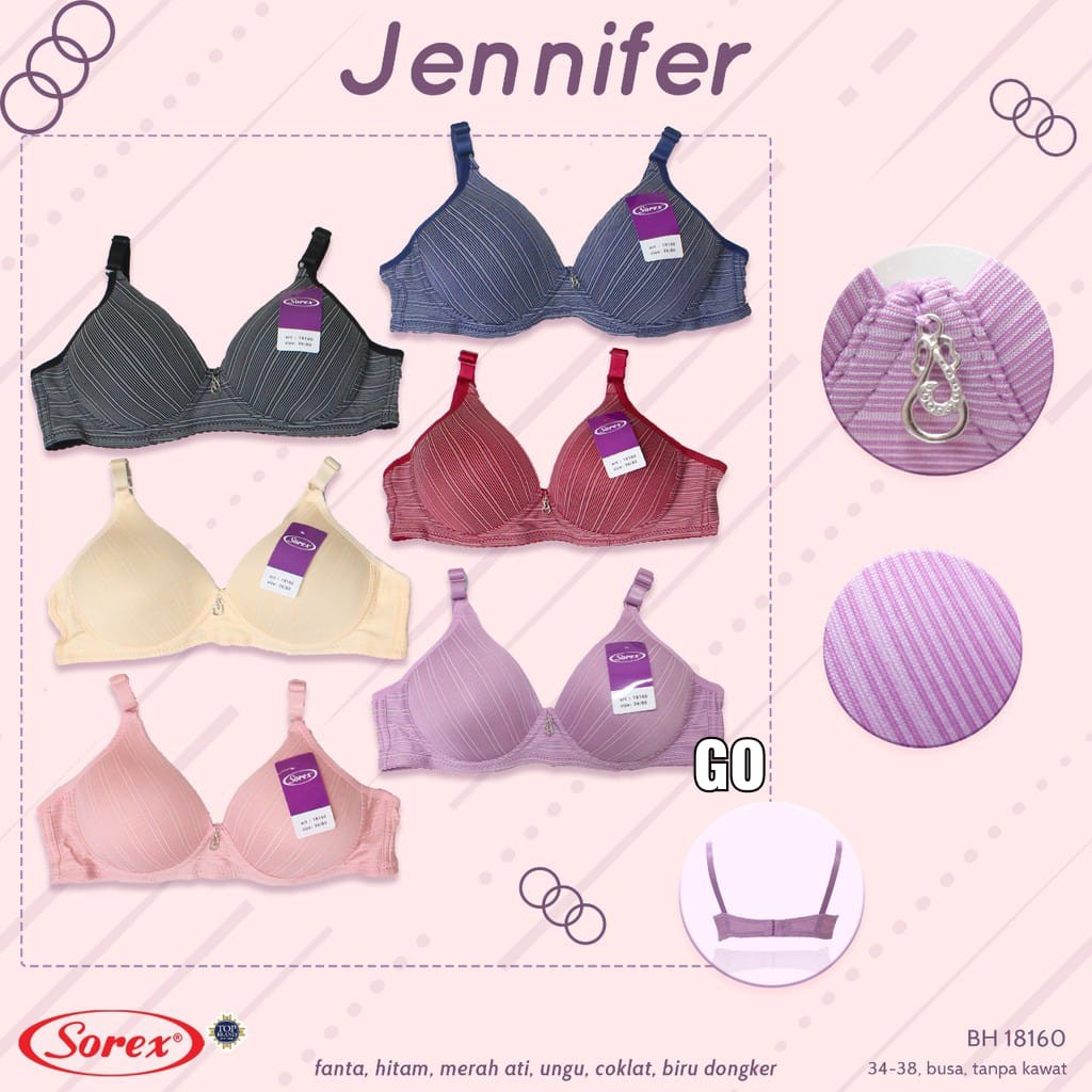 gos BRA BH FASHION SOREX 18160 &amp; 33305 Sorex Bra Busa Tanpa Kawat Kait 2 Setara Cup B Jennifer