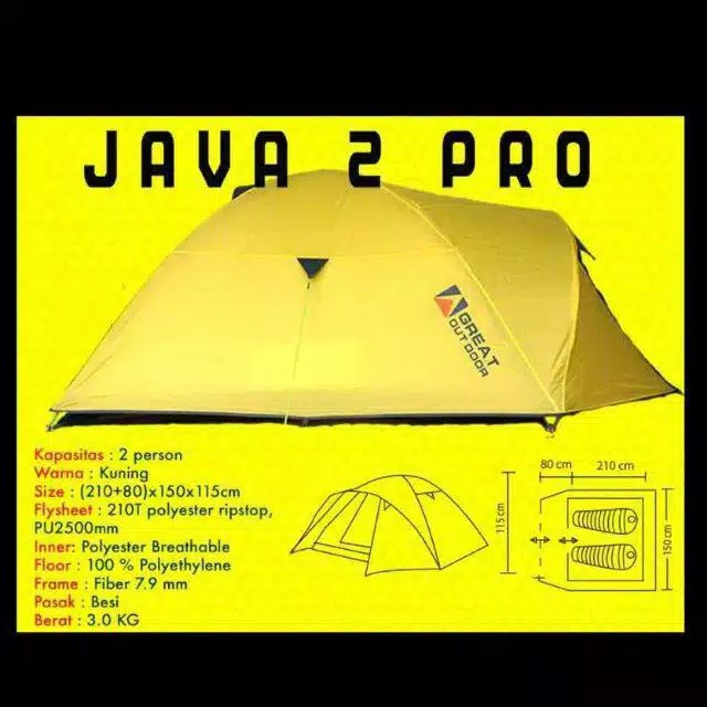 Tenda Dome Camping GO Java Pro Original Great Outdoor/Tendaki Borneo 4 Dark Grey