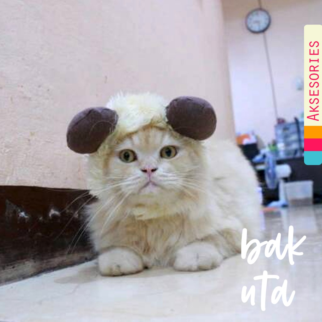 Wig kambing / topi kambing lucu / aksesoris kambing lucu untuk kucing dan anjing