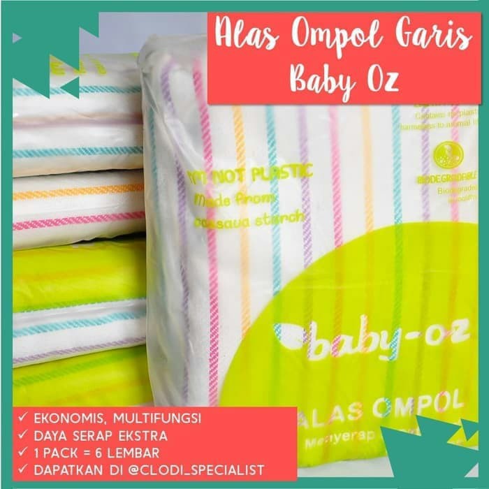 Baby Ox Alas Ompol Salur 6pcs  - Perlak Tatakan Ompol Merk Baby Oz - Perlak Bayi Lembut