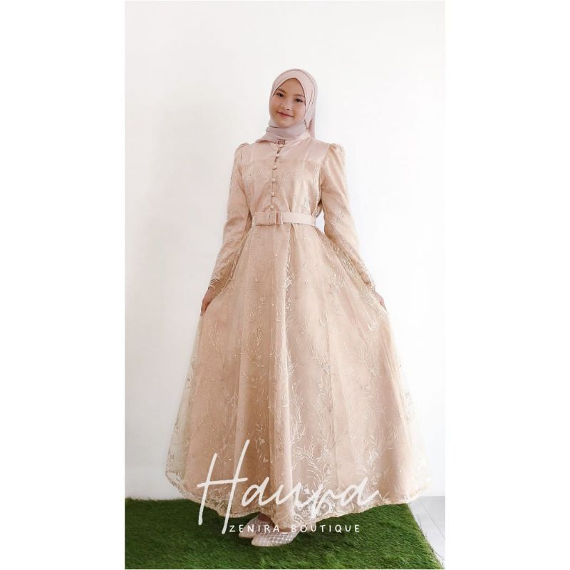 HAURA GAUN pesta pengantin mewah full tulle bordir / baju kondangan / prewedding / couple / lamaran / wisuda / bridesmaids